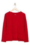Eileen Fisher Long Sleeve Organic Cotton T-shirt In Cinnabar