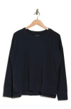 Eileen Fisher Long Sleeve Organic Cotton T-shirt In Deep Adriatic