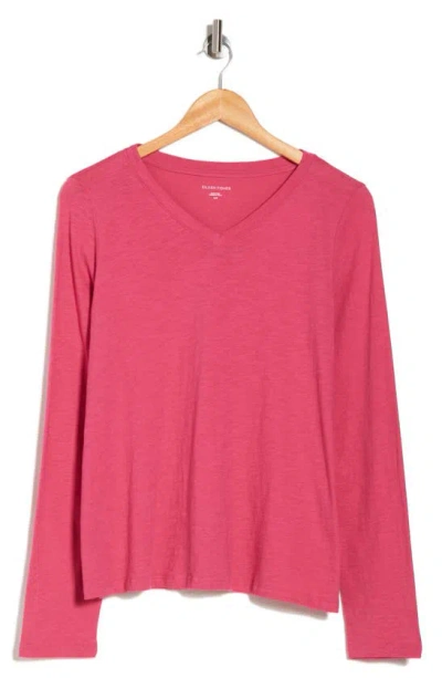 Eileen Fisher Long Sleeve Organic Cotton T-shirt In Geranium