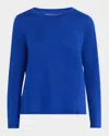 Eileen Fisher Long-sleeve Organic Linen Jersey Tee In Lapis