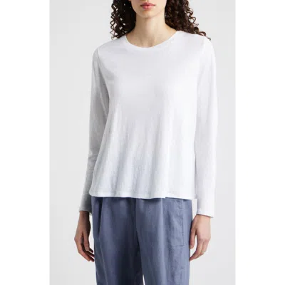 Eileen Fisher Long Sleeve Organic Linen T-shirt In White