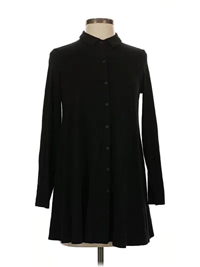 Pre-owned Eileen Fisher Long Sleeve Polo Shirt In Black