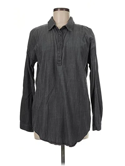 Pre-owned Eileen Fisher Long Sleeve Polo Shirt In Gray