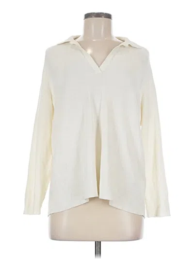 Pre-owned Eileen Fisher Long Sleeve Polo Shirt In Ivory
