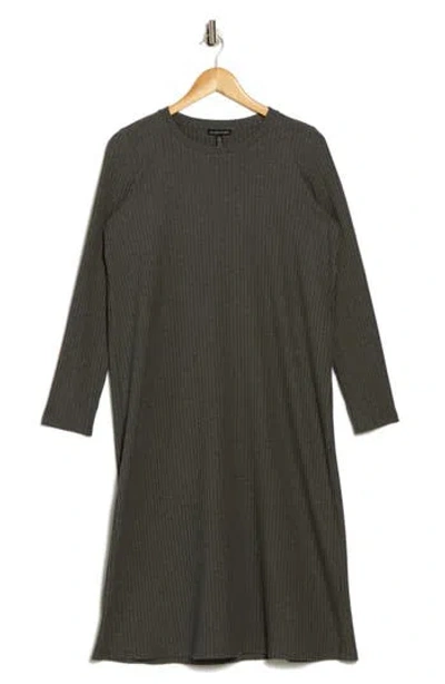 Eileen Fisher Long Sleeve Rib Dress In Gray