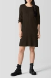 Eileen Fisher Long Sleeve Rib Dress In Wren