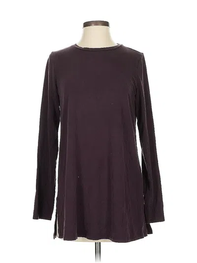 Pre-owned Eileen Fisher Long Sleeve Top Burgundy Crew Neck Tops