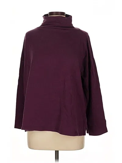 Pre-owned Eileen Fisher Long Sleeve Top Burgundy Turtleneck Tops