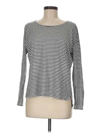 Pre-owned Eileen Fisher Long Sleeve Top Gray Stripes Pattern Boatneck Tops