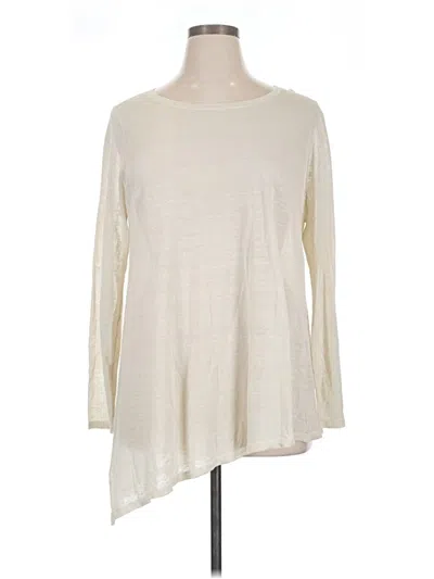 Pre-owned Eileen Fisher Long Sleeve Top Ivory Boatneck Tops