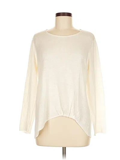 Pre-owned Eileen Fisher Long Sleeve Top Ivory Boatneck Tops In White