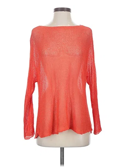 Pre-owned Eileen Fisher Long Sleeve Top Orange Boatneck Tops