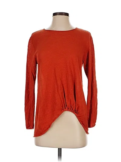 Pre-owned Eileen Fisher Long Sleeve Top Orange Crew Neck Tops