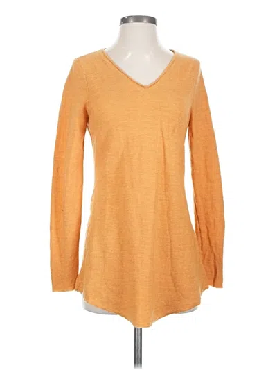 Pre-owned Eileen Fisher Long Sleeve Top Orange V Neck Tops