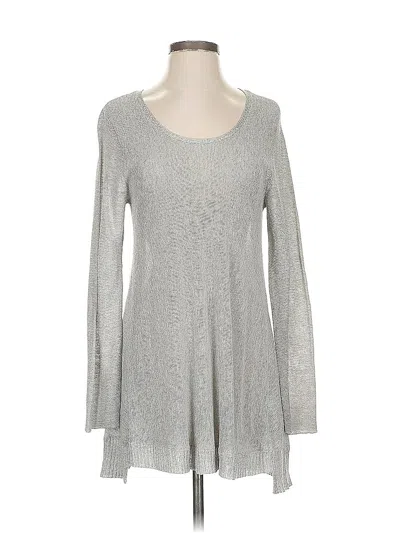 Pre-owned Eileen Fisher Long Sleeve Top Silver Scoop Neck Tops