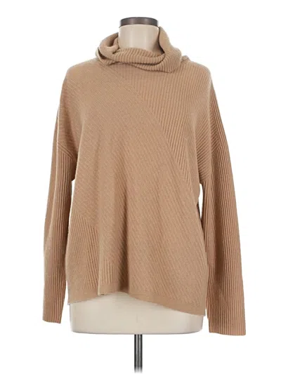 Pre-owned Eileen Fisher Long Sleeve Top Tan Turtleneck Tops In Brown