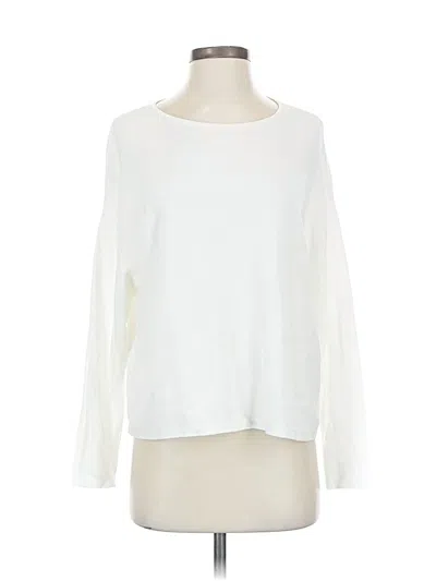 Pre-owned Eileen Fisher Long Sleeve Top White Boatneck Tops