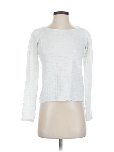 Pre-owned Eileen Fisher Long Sleeve Top White Square Neckline Tops