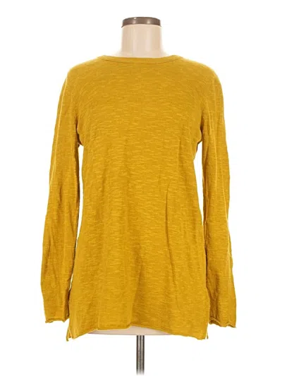 Pre-owned Eileen Fisher Long Sleeve Top Yellow Crew Neck Tops