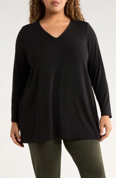 EILEEN FISHER EILEEN FISHER LONG SLEEVE V-NECK TUNIC TOP