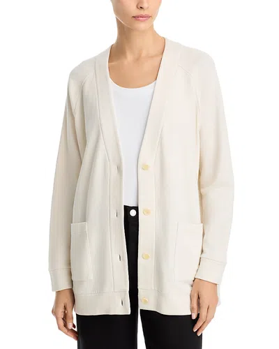 Eileen Fisher Long V Neck Cardigan Sweater In Bone
