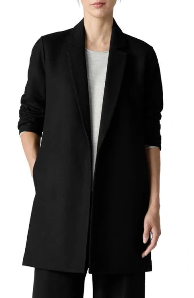Eileen Fisher Long Wool Blazer In Black
