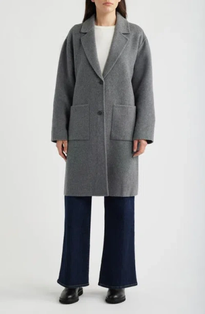 Eileen Fisher Long Wool Coat In Gray