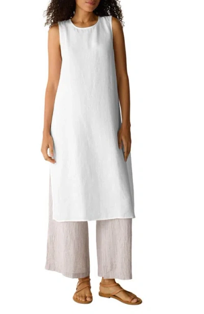 Eileen Fisher Longline Organic Linen Tunic In Green