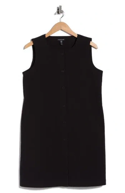 Eileen Fisher Longline Stretch Organic Cotton Vest In Black