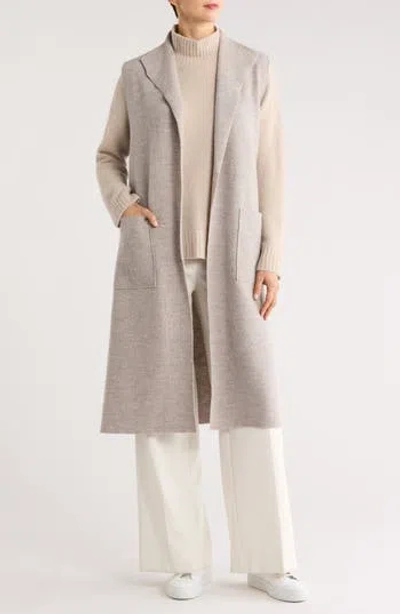 Eileen Fisher Longline Wool Vest In Gray