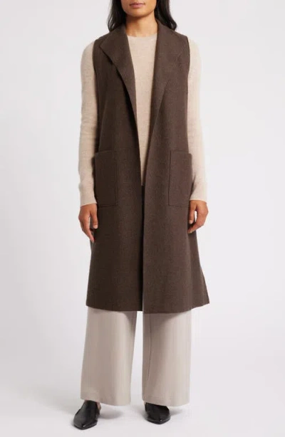 Eileen Fisher Longline Wool Vest In Wren