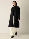 Eileen Fisher Lustrous Wool High Collar Coat In Black