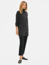 Eileen Fisher Luxe Merino Stretch Funnel Neck Tunic In Responsible Wool In Gray