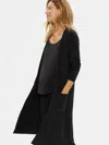 Eileen Fisher Luxe Merino Stretch Long Cardigan In Responsible Wool In Black