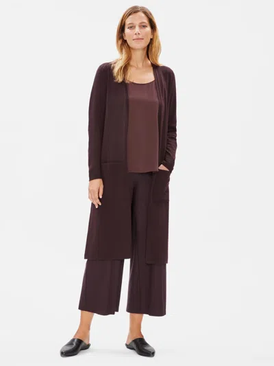 Eileen Fisher Luxe Merino Stretch Long Cardigan In Responsible Wool In Purple