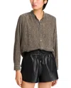 Eileen Fisher Mandarin Collar Plisse Shirt In Taupe In Taupe