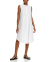 Eileen Fisher Mandarin Collar Dress In White