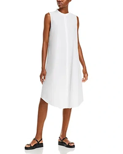 Eileen Fisher Mandarin Collar Dress In White