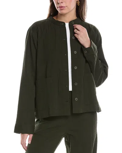 Eileen Fisher Mandarin Collar Jacket In Green