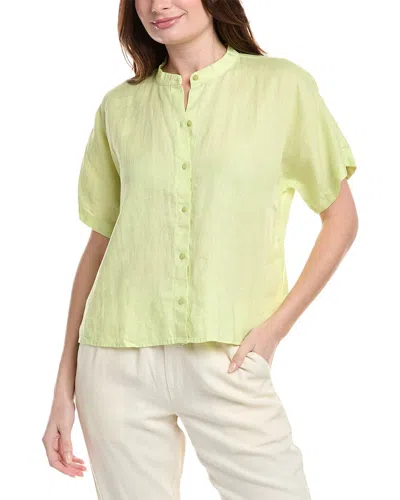 Eileen Fisher Mandarin Collar Linen Shirt In Orange