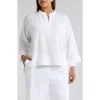 Eileen Fisher Mandarin Collar Organic Linen Top In White