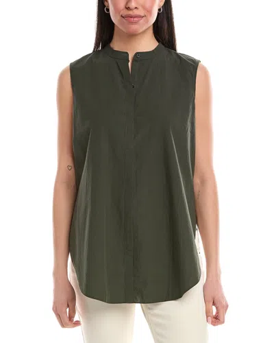 Eileen Fisher Mandarin Collar Shirt In Green