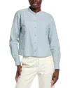Eileen Fisher Mandarin Collar Shirt In Blue