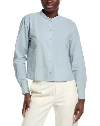 Eileen Fisher Mandarin Collar Shirt In Blue