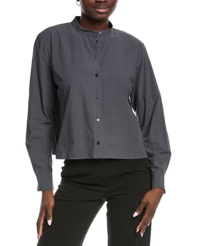 Eileen Fisher Mandarin Collar Shirt In Gray