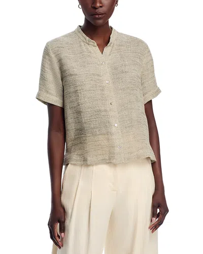 Eileen Fisher Mandarin Collar Shirt In Natural