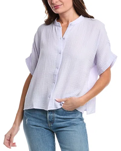 Eileen Fisher Mandarin Collar Shirt In Purple