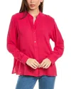 Eileen Fisher Womens Silk Collared Button-down Top