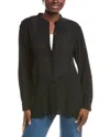 Eileen Fisher Mandarin Collar Silk Shirt In Black