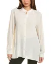Eileen Fisher Mandarin Collar Silk Shirt In White